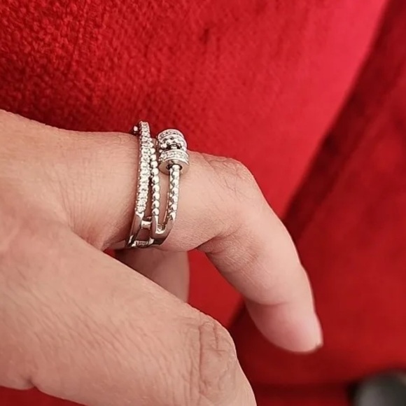 ✨new Sterling Silver Anti Anxiety Fidget Spinner Ring - Picture 3 of 5